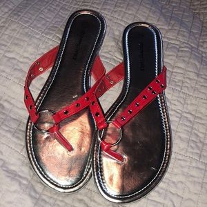 Charming Charlie size 10 red/silver flip flops
